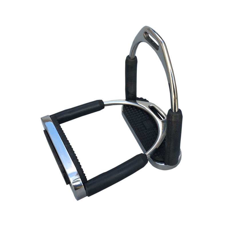 Stainless Steel Safety Stirrups With Black Rubber Horse Flexible Stirrup High Strength Non-Slip Rubber Pad Tread12cm