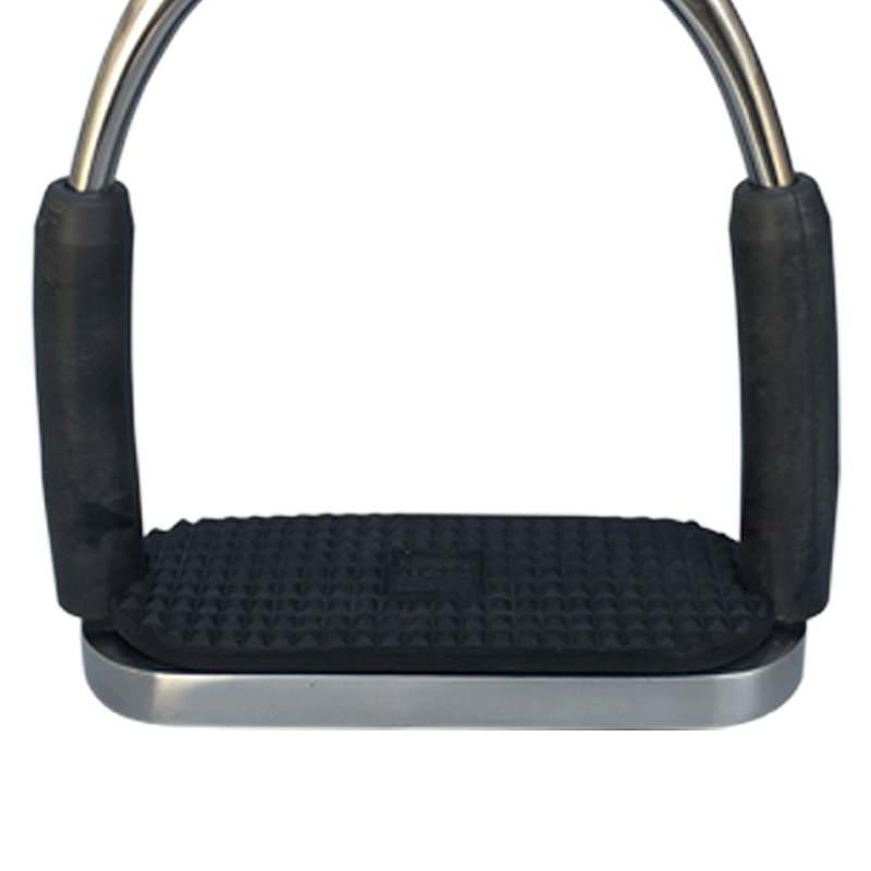Stainless Steel Safety Stirrups With Black Rubber Horse Flexible Stirrup High Strength Non-Slip Rubber Pad Tread12cm
